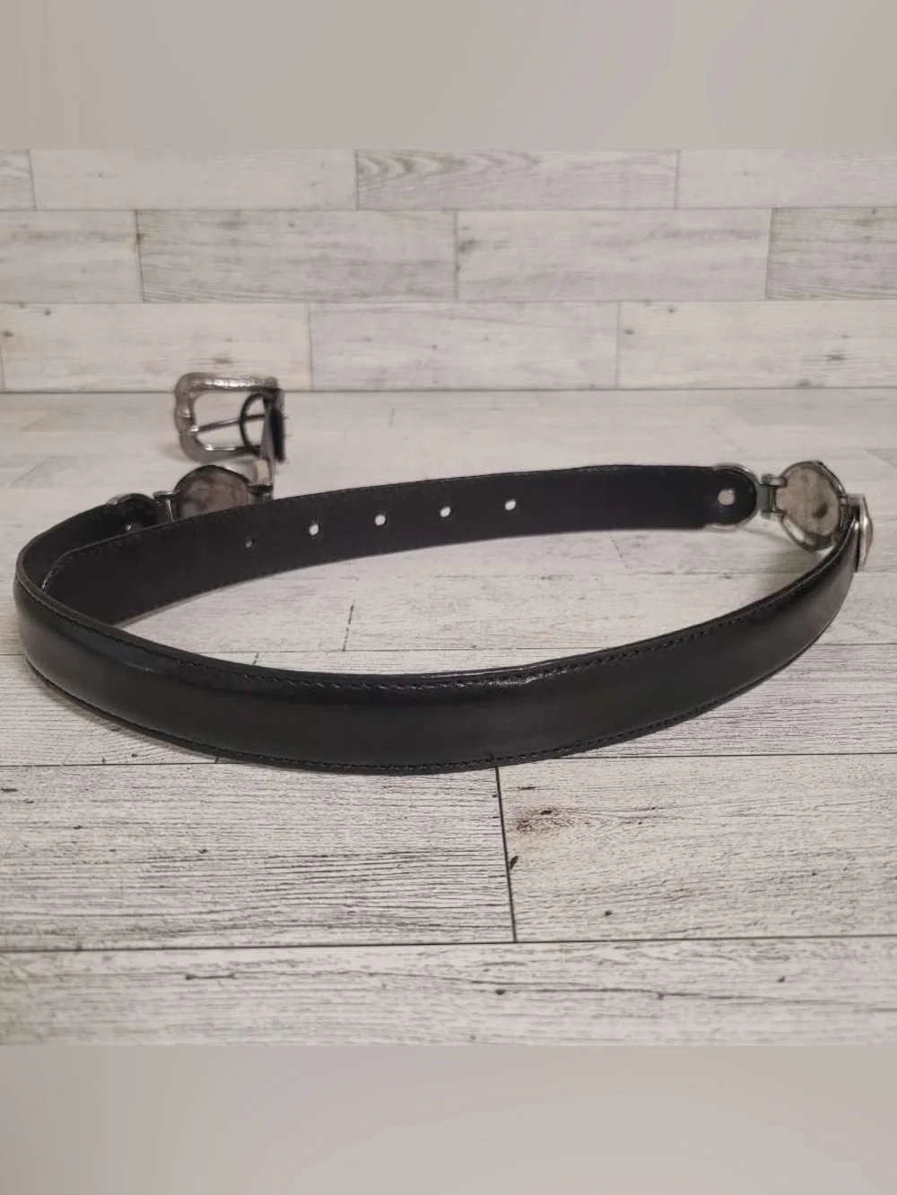 Women’s Fossil Western Black Leather Concho Cowgirl Y2K Belt Size M